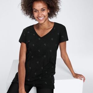 Victoria’s Secret PINK Black V-Neck T-shirt with “P” across the shirt
